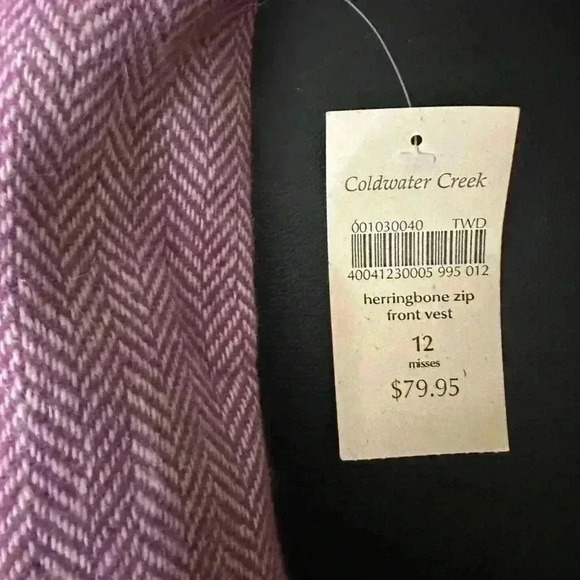 Coldwater Creek Vest Womens Herringbone Full Zip Wool Blend Sz 12 NWT - Picture 4 of 5
